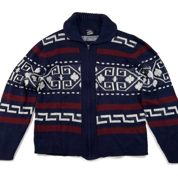 Vintage Dimension Milford Zip Cardigan Sweater Nordic Southwest Fair Isle Large - Picture 1 of 7